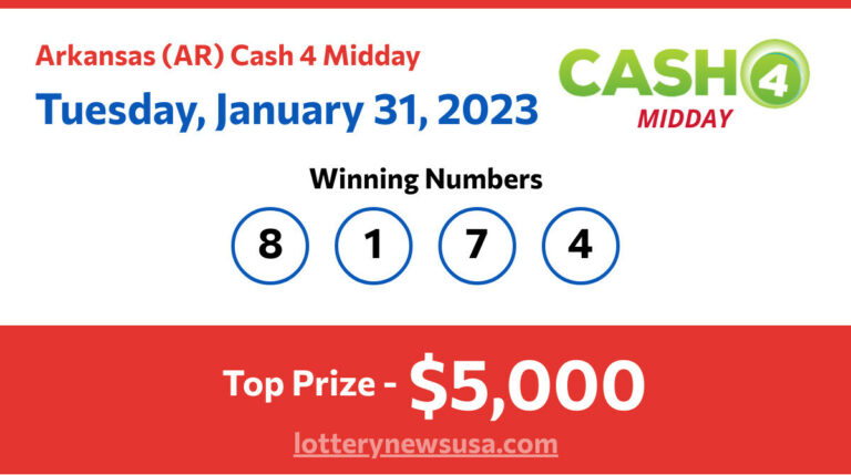 Cash 4 Midday winning number for Tuesday, January 31, 2023