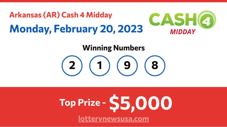 Cash 4 Midday winning number for Monday, February 20, 2023