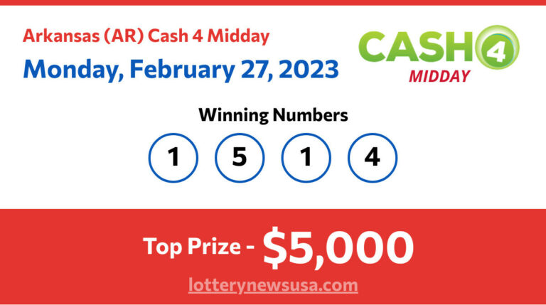 Cash 4 Midday winning number for Monday, February 27, 2023