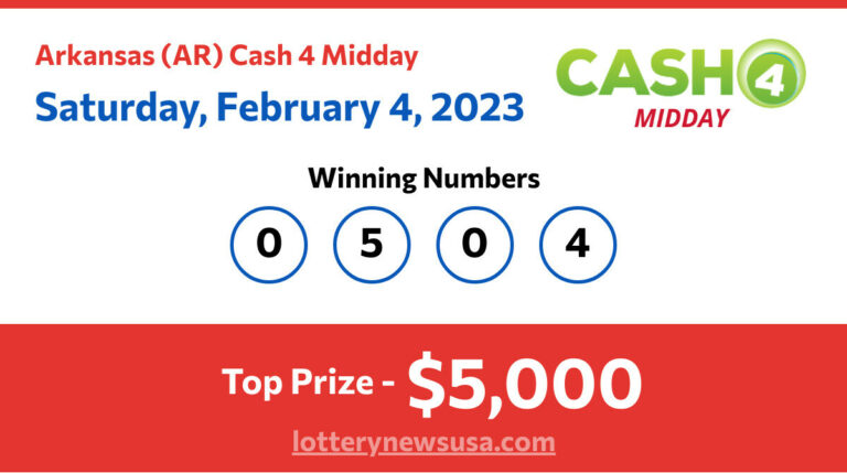 Cash 4 Midday winning number for Saturday, February 04, 2023