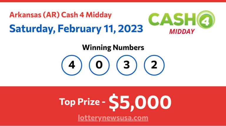 Cash 4 Midday winning number for Saturday, February 11, 2023