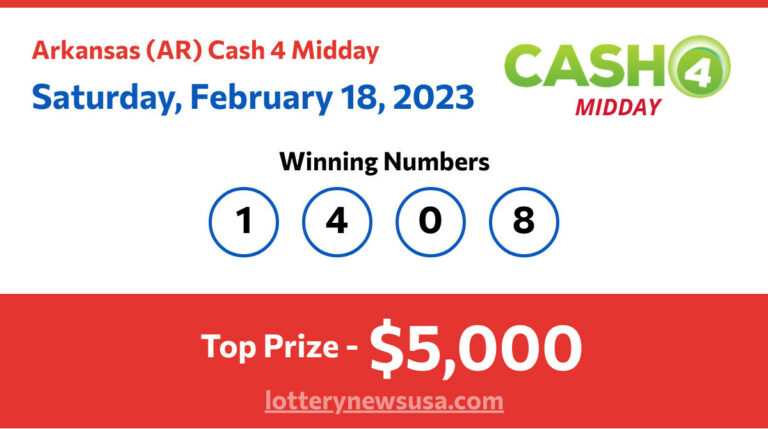 Cash 4 Midday winning number for Saturday, February 18, 2023