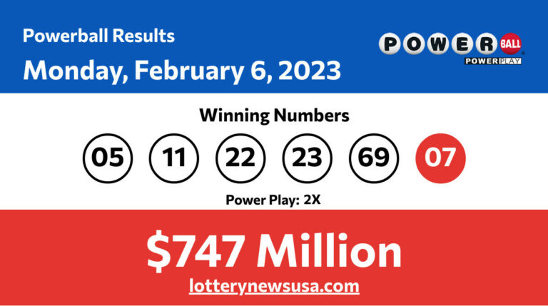 Powerball winning numbers for Monday, February 6, 2023; Did anyone win the Powerball jackpot worth $747 million? Powerball winning number for Monday, February 06, 2023
