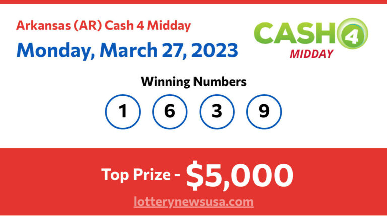 Cash 4 Midday winning number for Monday, March 27, 2023