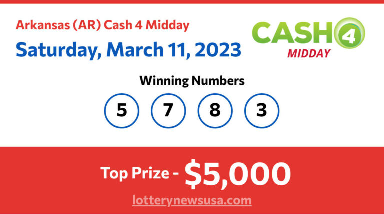 Cash 4 Midday winning number for Saturday, March 11, 2023