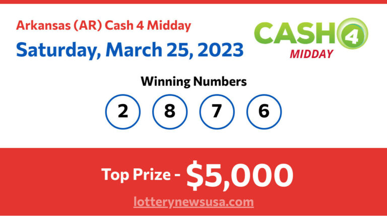 Cash 4 Midday winning number for Saturday, March 25, 2023