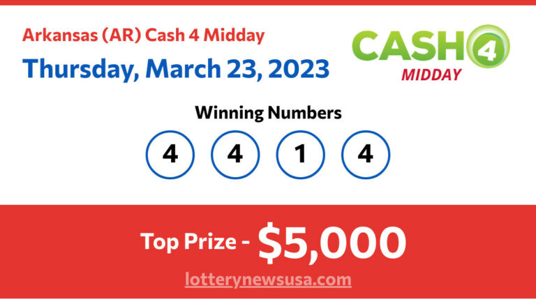 Cash 4 Midday winning number for Thursday, March 23, 2023