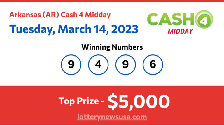 Cash 4 Midday winning number for Tuesday, March 14, 2023