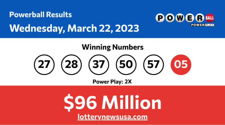 Powerball winning numbers for Wednesday, March 22, 2023; jackpot worth $96 million Powerball winning number for Wednesday, March 22, 2023