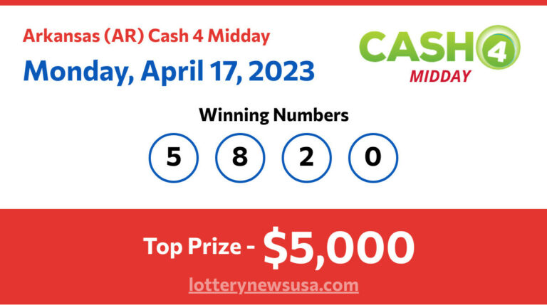 Cash 4 Midday winning number for Monday, April 17, 2023