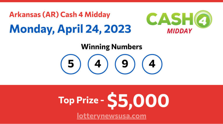 Cash 4 Midday winning number for Monday, April 24, 2023