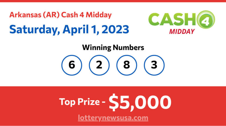 Cash 4 Midday winning number for Saturday, April 01, 2023