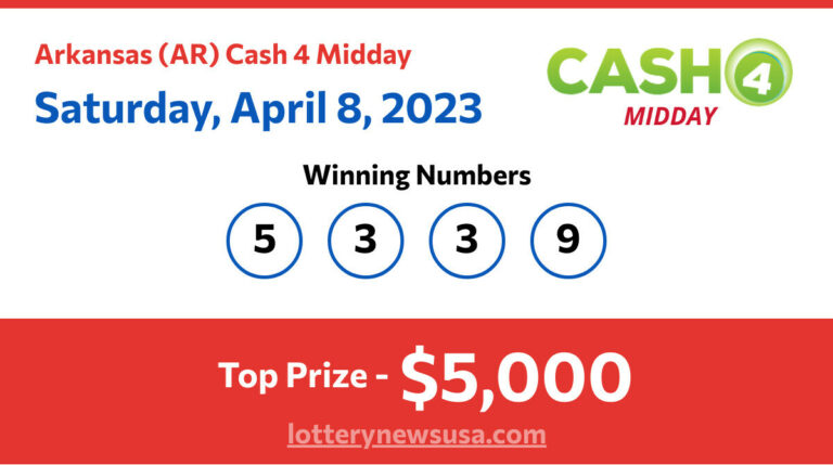 Cash 4 Midday winning number for Saturday, April 08, 2023