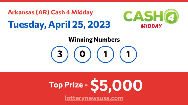Cash 4 Midday winning number for Tuesday, April 25, 2023