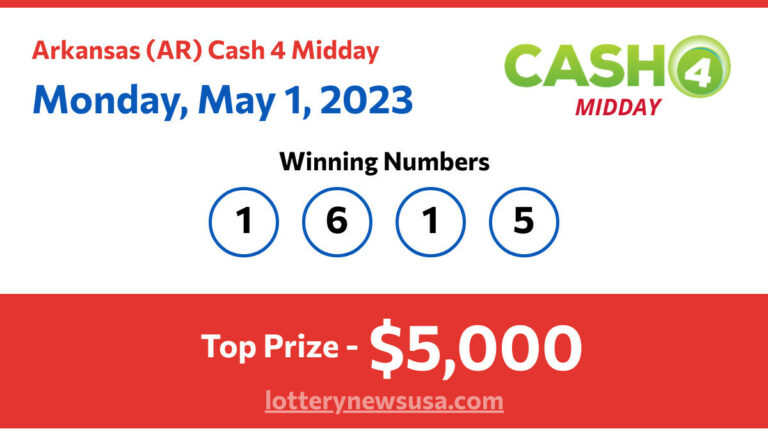 Cash 4 Midday winning number for Monday, May 01, 2023