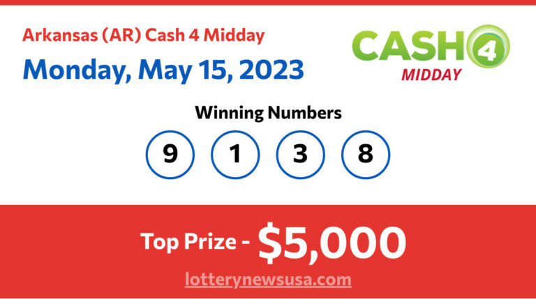 Cash 4 Midday winning number for Monday, May 15, 2023