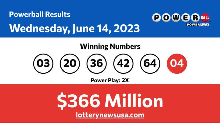 Powerball winning numbers for Wednesday, June 14, 2023; jackpot worth $366 million Powerball winning number for Wednesday, June 14, 2023