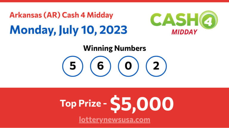 Cash 4 Midday winning number for Monday, July 10, 2023