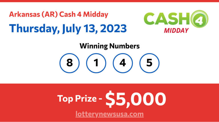 Cash 4 Midday winning number for Thursday, July 13, 2023