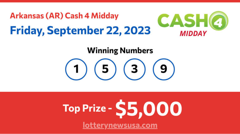 Cash 4 Midday winning number for Friday, September 22, 2023