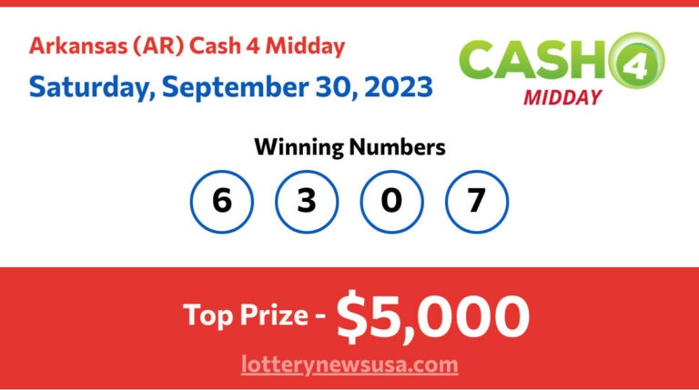 Cash 4 Midday winning number for Saturday, September 30, 2023