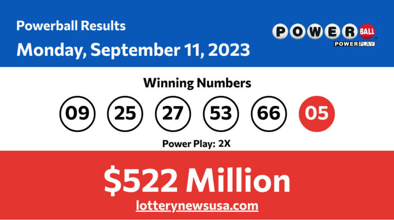 Powerball winning number for Monday, September 11, 2023