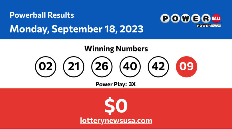 Powerball winning numbers for Monday, September 18, 2023; jackpot worth $0 Powerball winning number for Monday, September 18, 2023