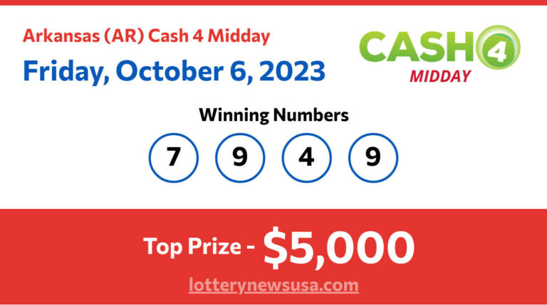 Cash 4 Midday winning number for Friday, October 06, 2023