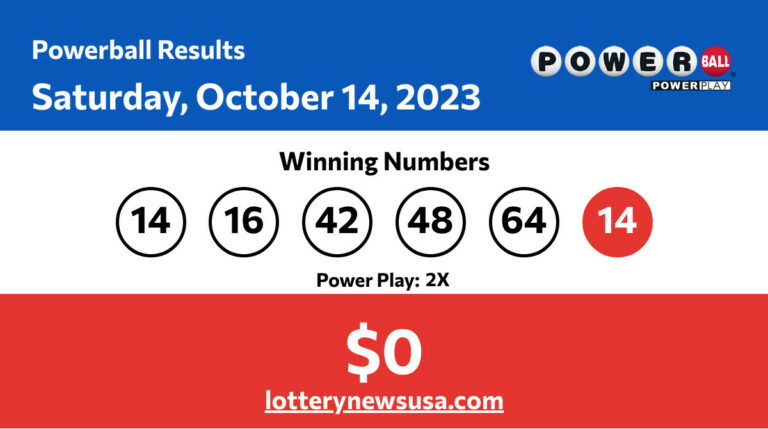 Powerball winning numbers for Saturday, October 14, 2023; jackpot worth $0 Powerball winning number for Saturday, October 14, 2023