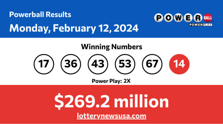 Powerball winning numbers for Monday, February 12, 2024; jackpot worth $269.2 million Powerball winning number for Monday, February 12, 2024
