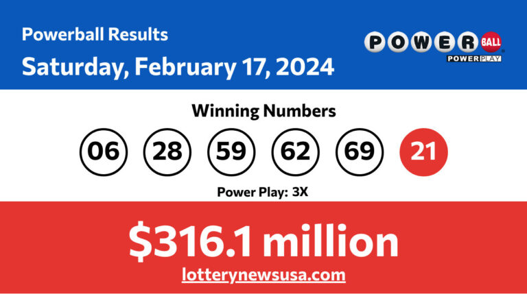 Powerball winning numbers for Saturday, February 17, 2024; jackpot worth $316.1 million Powerball winning number for Saturday, February 17, 2024